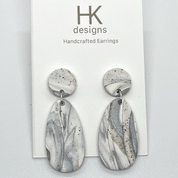 Marble Design Handmade Earrings - Picture 1 of 10